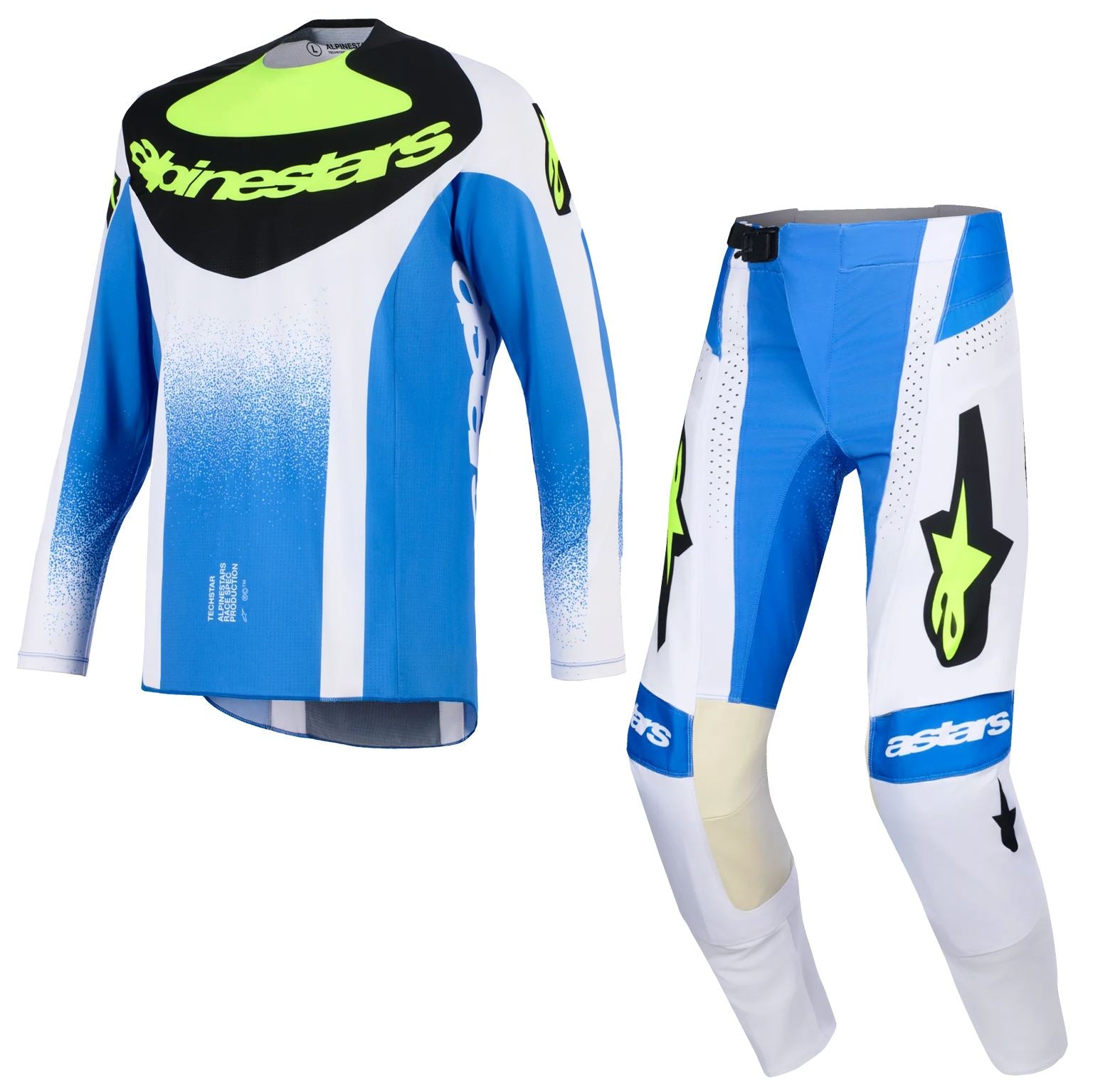 Alpinestars 2026 Techstar Knif Motocross Combo Kit Ucla Blue Black Yellow Flo
